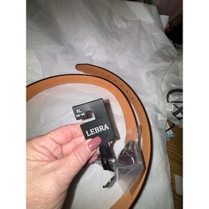 LEBRA Extra Large 42-44 Black and Brown Genuine Leather Belt NWT New Mens